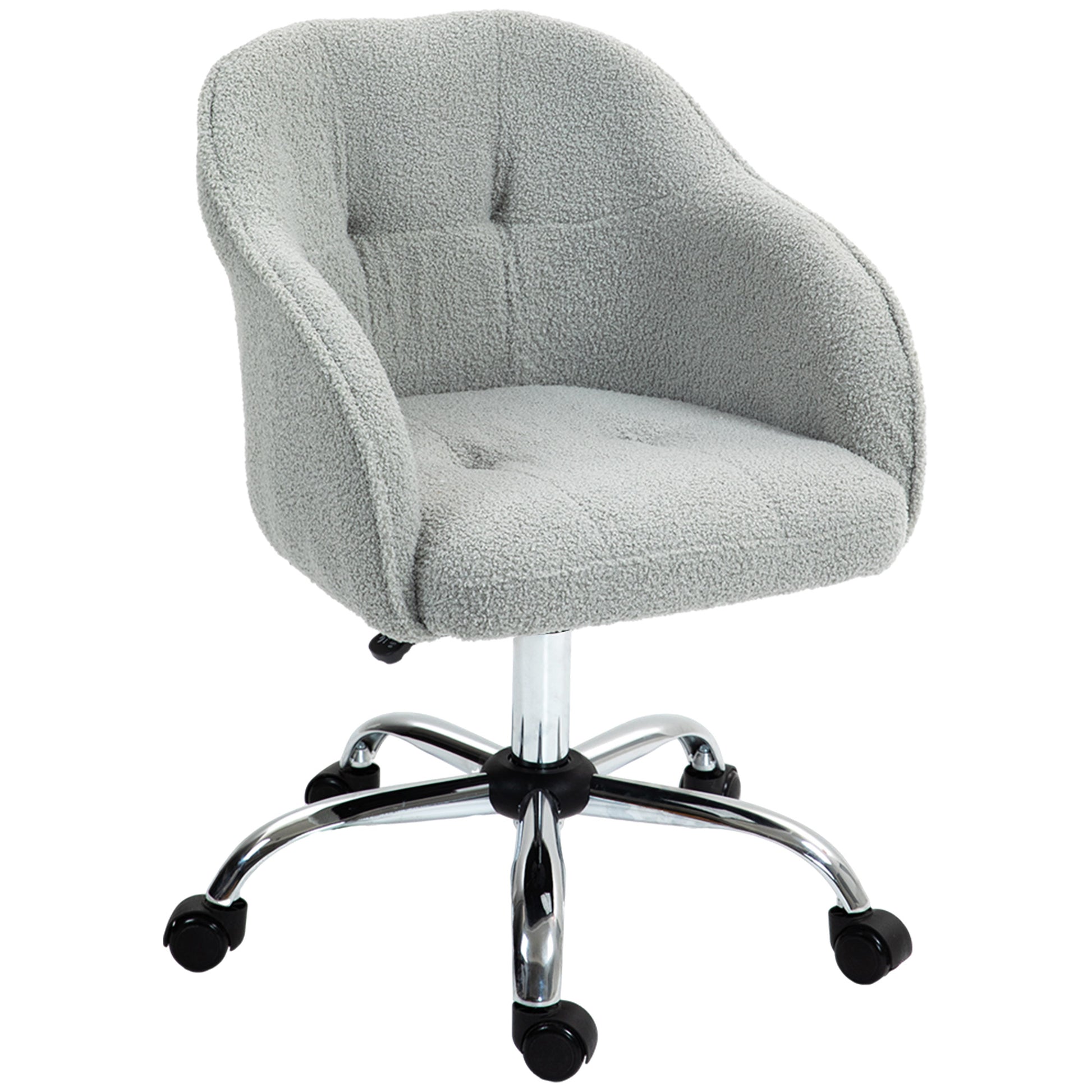 Photo of HOMCOM Teddy Fleece Swivel Office Chair - Grey in Grey colour on a white background