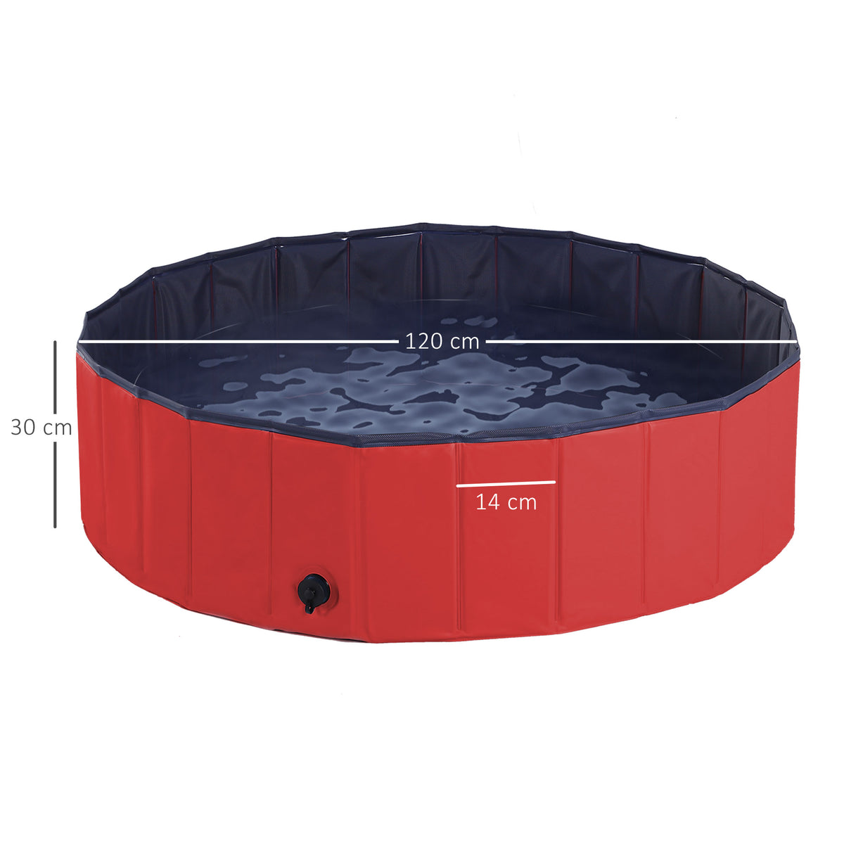 PawHut Foldable Dog Pool for Puppies and Ducks, Thickened PVC Dog Paddling Pool Bath Tub Hard Board, Anti-Slip Bottom and Drainage Hole, 120 x 30cm, Red and Blue