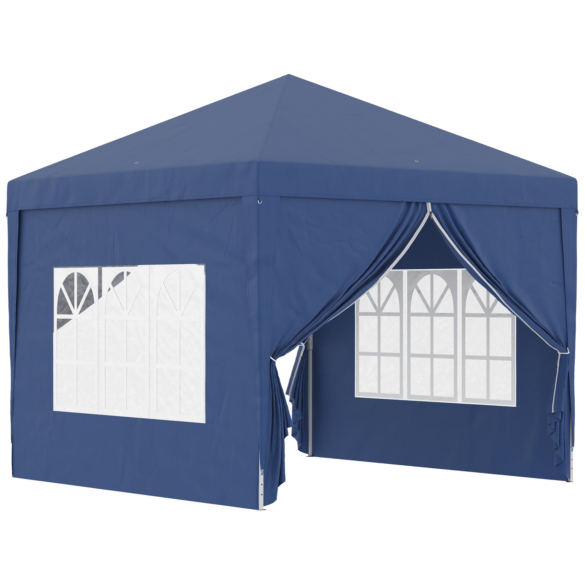 Photo of Outsunny 3x3(m) Pop-Up Gazebo, with Curtain Walls and Windows, Blue in Blue colour on a white background