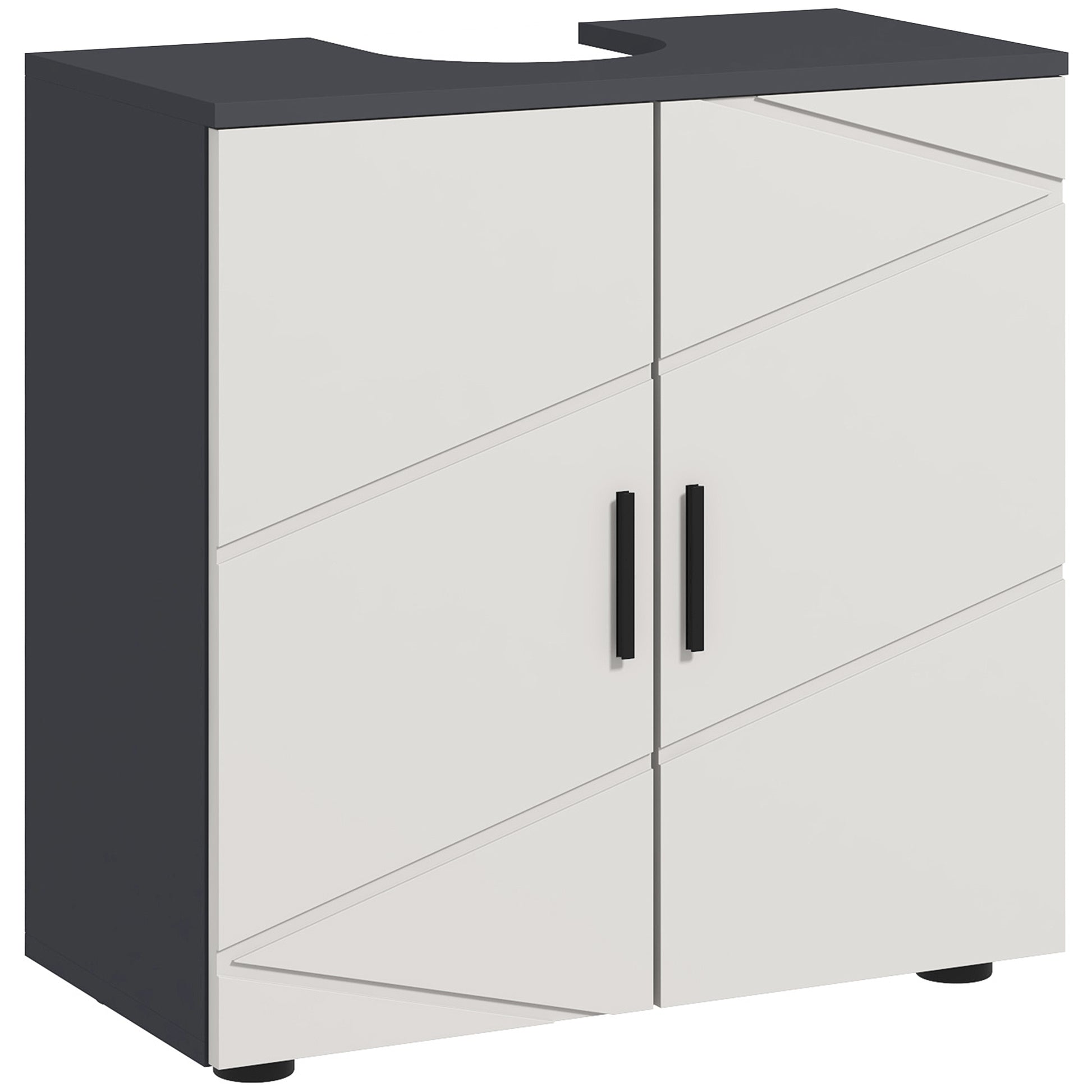 Photo of kleankin Pedestal Sink Bathroom Cabinet, Bathroom Vanity Unit with 20 x 20cm "U" Cut-Out and Adjustable Shelf, Light Grey in Grey colour on a white background