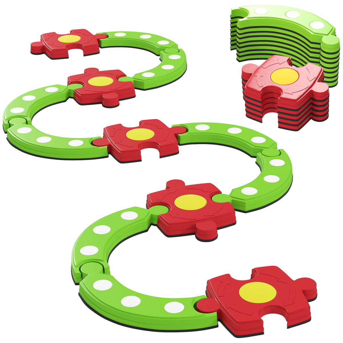 Photo of AIYAPLAY 13 PCS Kids Balance Beam Stepping Stones Set with Non-slip Textured Surface, Outdoor Indoor for Toddlers, Green in Green colour on a white background