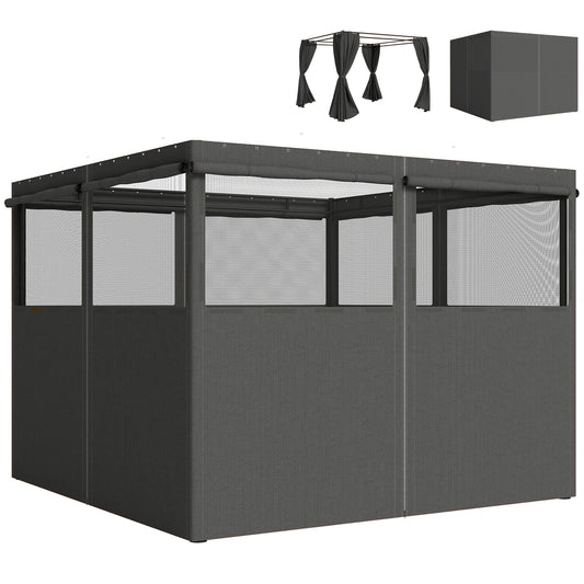 Photo of Outsunny 4 Pack Replacement Gazebo Curtains Privacy Panel for Most 3 x 3 m Gazebo, Outdoor Shelter Sidewalls, Dark Grey in Grey colour on a white background