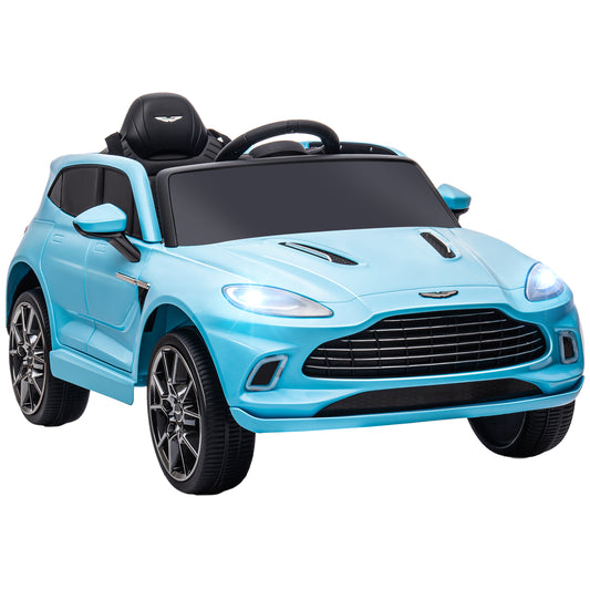 Photo of AIYAPLAY Aston Martin DBX Licensed Battery Powered Kids Electric Car, 12V Kids Ride on Car w/ Lights, Music Horn, Blue in Blue colour on a white background
