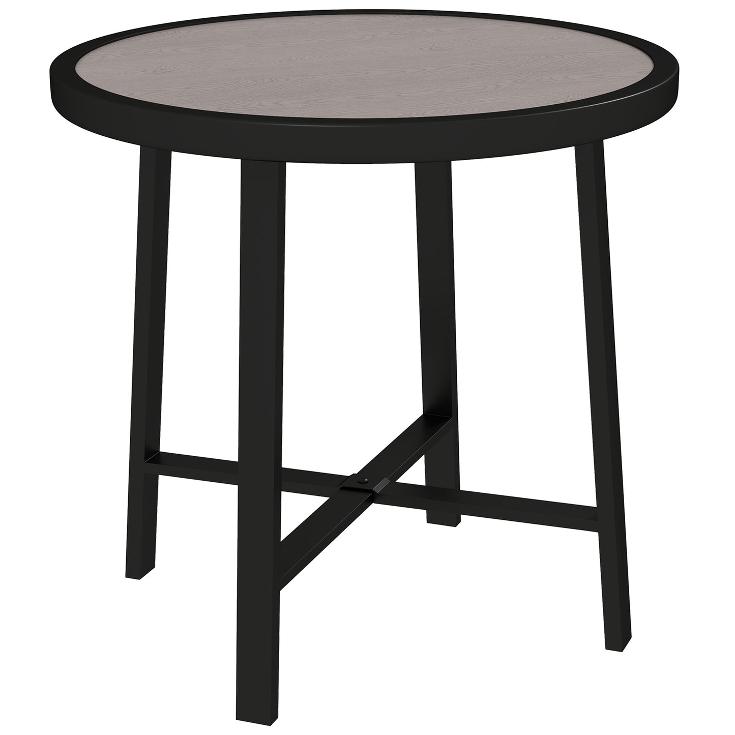 Photo of Outsunny Round Small Garden Table, 50.5cm Outdoor Side Table with SPC Tabletop, Metal Frame and Anti-slip Foot Pads for Garden, Balcony, Grey Wood Effect in Effect colour on a white background