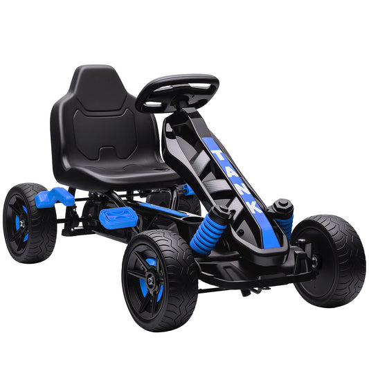 Photo of AIYAPLAY Pedal Go Kart for Kids Aged 3-6 Years, with Freewheel System, Brake, EVA Anti-Slip Wheels, Blue in Blue colour on a white background