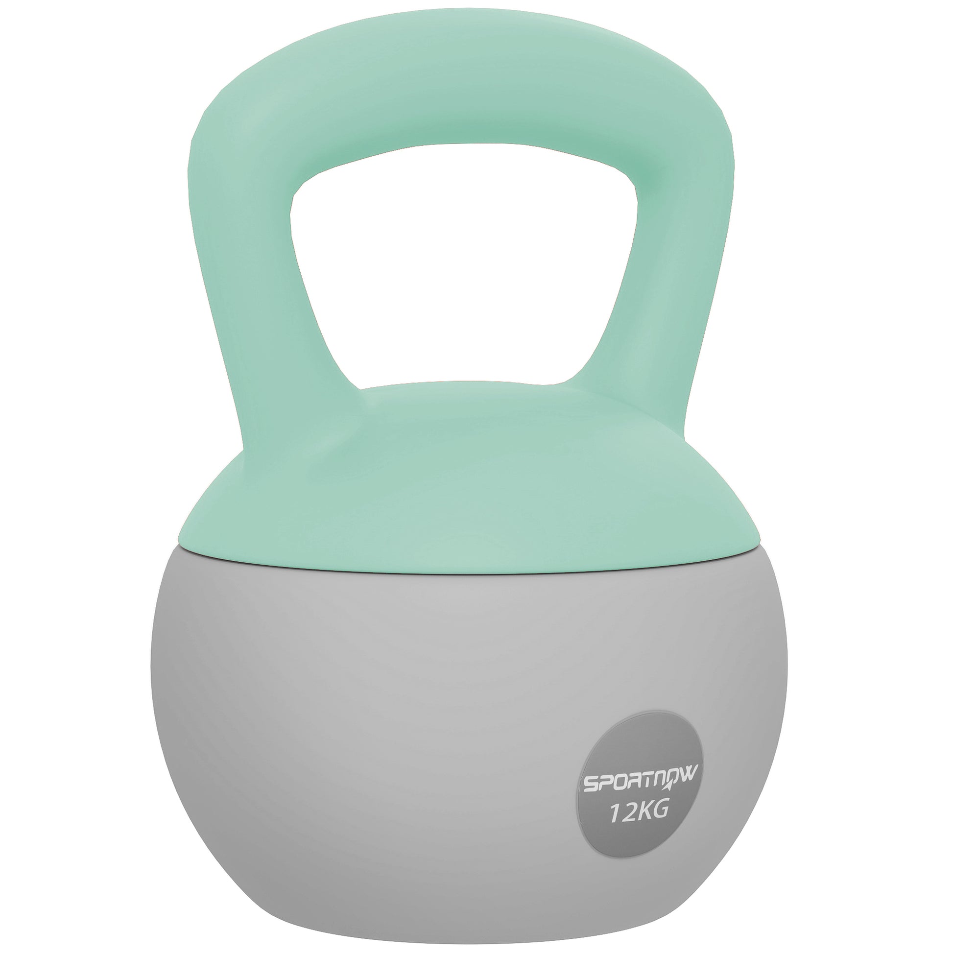 Photo of SPORTNOW 12KG Soft Kettlebell, Kettlebell with Non-Slip Handle for Home Gym, Weight Lifting, Strength Training, Green/Grey in Green/Grey colour on a white background