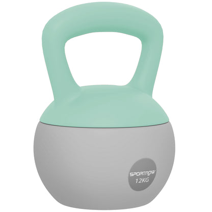 SPORTNOW 12 kg soft kettlebell with mint green handle and gray body