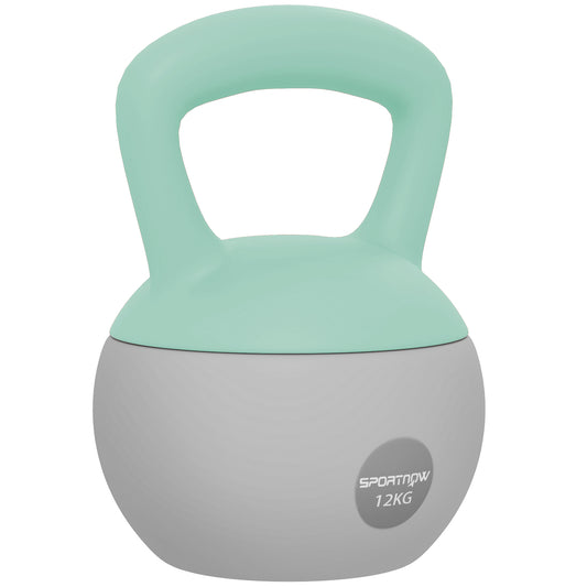 Photo of SPORTNOW 12KG Soft Kettlebell, Kettlebell with Non-Slip Handle for Home Gym, Weight Lifting, Strength Training, Green/Grey in Green/Grey colour on a white background
