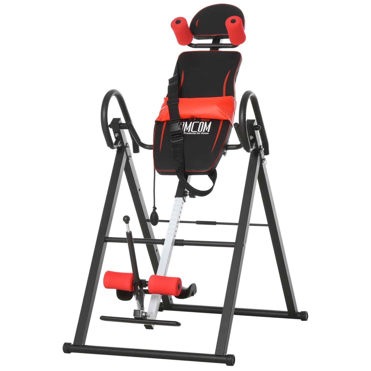 Photo of HOMCOM Gravity Inversion Table with Safety Belt Adjustable Hand Stand for Muscle Pain Relief, Red in Red colour on a white background