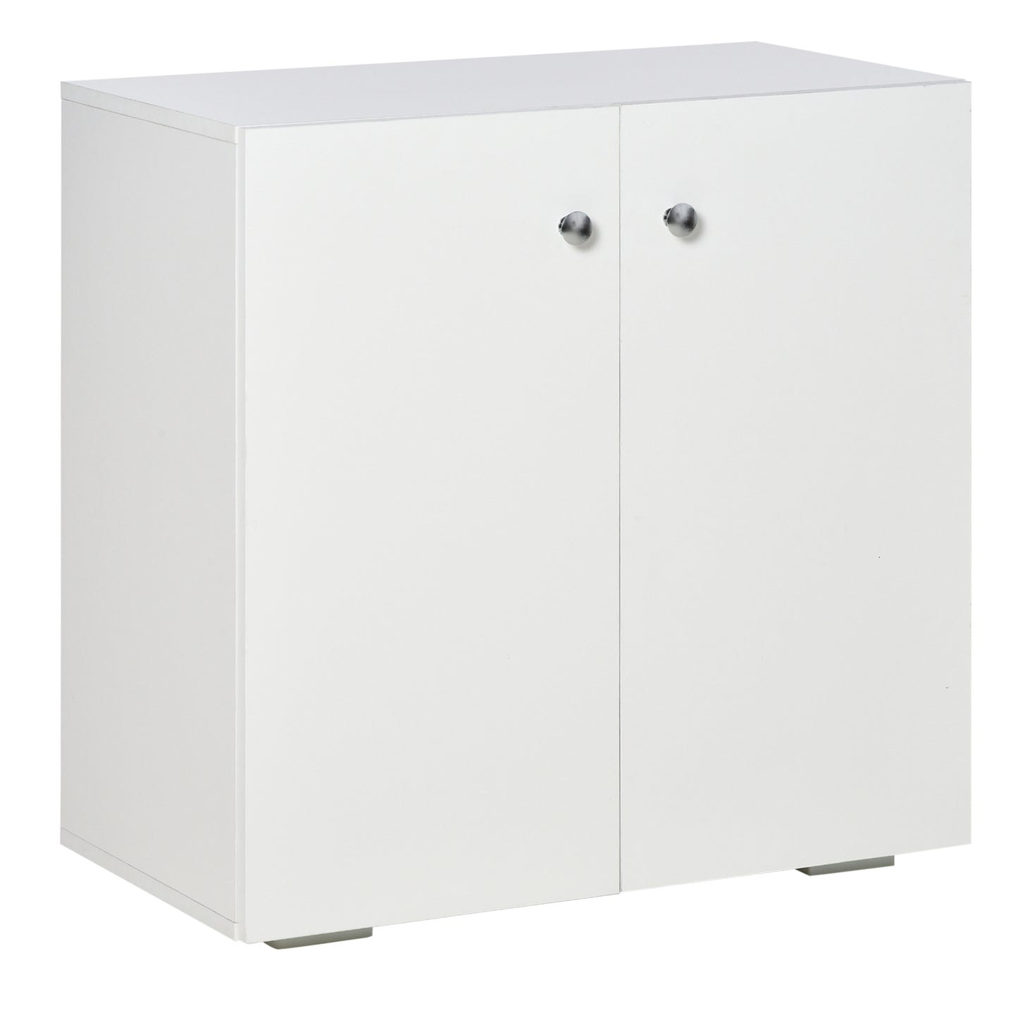 Photo of HOMCOM Storage Cabinet w/ Two Shelves Wooden Sideboard Freestanding Kitchen Cupboard Bookcase - White in White colour on a white background