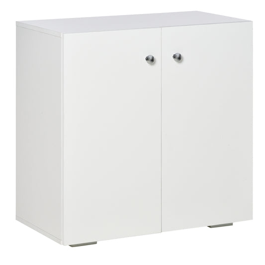 Photo of HOMCOM 2 Tier Bookcase, Wooden Storage Cabinet with 2 Doors, Freestanding Sideboard for Living Room, Home Office and Study, White in White colour on a white background