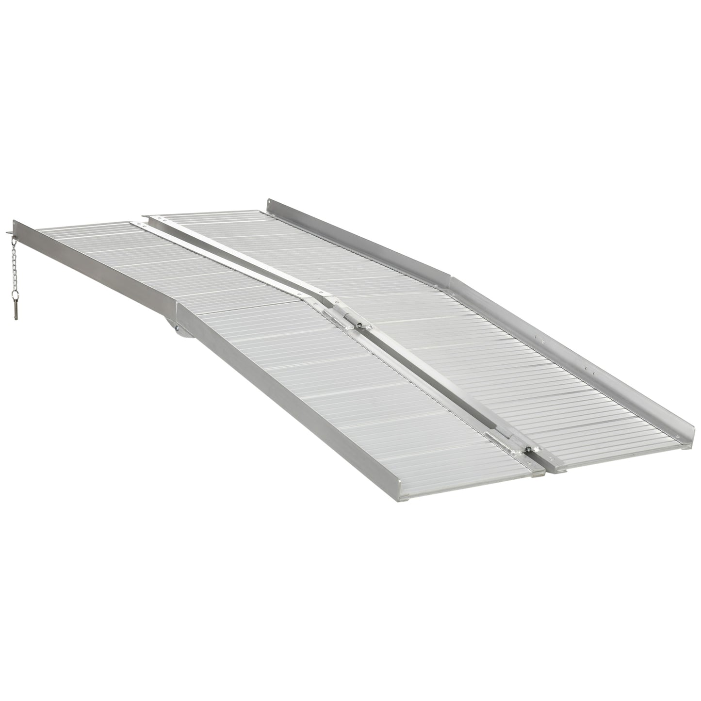 Photo of HOMCOM Textured Aluminum Folding Wheelchair Ramp, 183 x 72 cm Portable Threshold Ramp, for Scooter Steps Home Stairs Doorways in Doorways colour on a white background