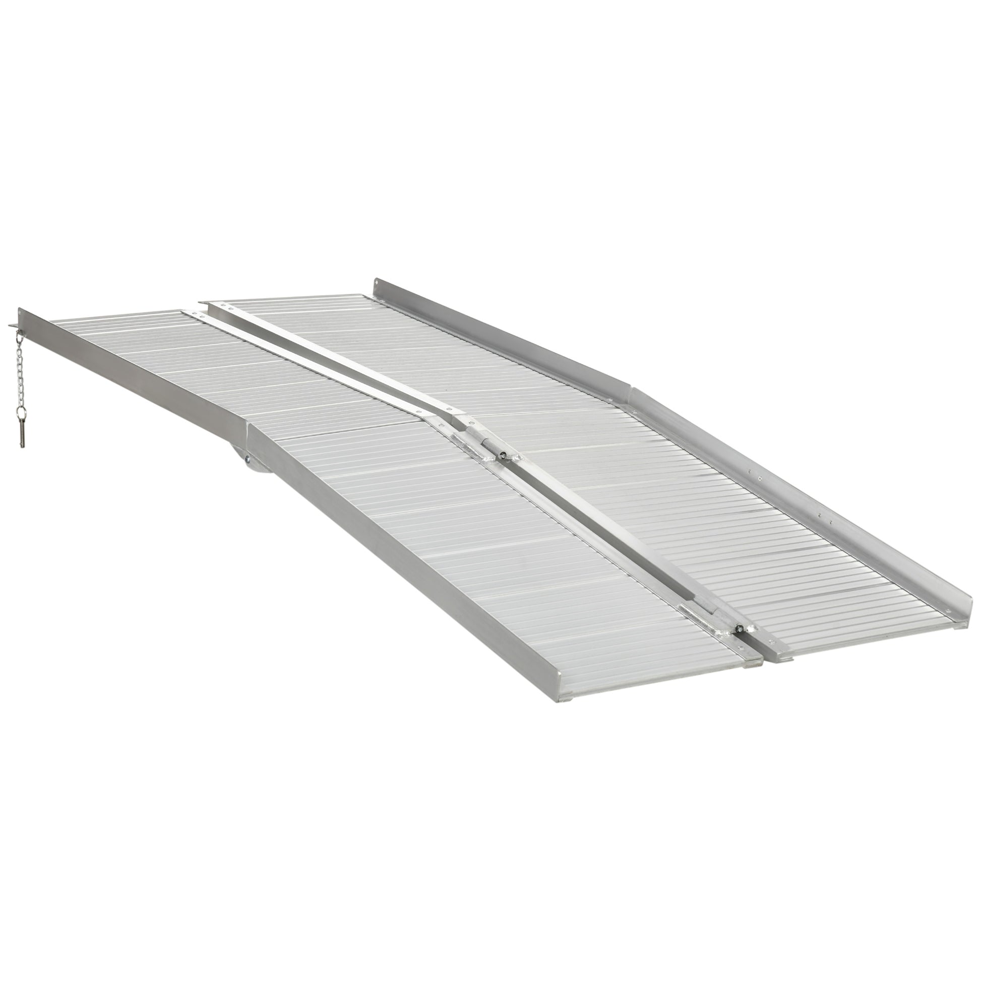 Photo of HOMCOM Textured Aluminum Folding Wheelchair Ramp, 183 x 72 cm Portable Threshold Ramp, for Scooter Steps Home Stairs Doorways in Doorways colour on a white background