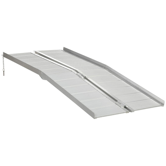 Photo of HOMCOM Textured Aluminum Folding Wheelchair Ramp, 183 x 72 cm Portable Threshold Ramp, for Scooter Steps Home Stairs Doorways in Doorways colour on a white background