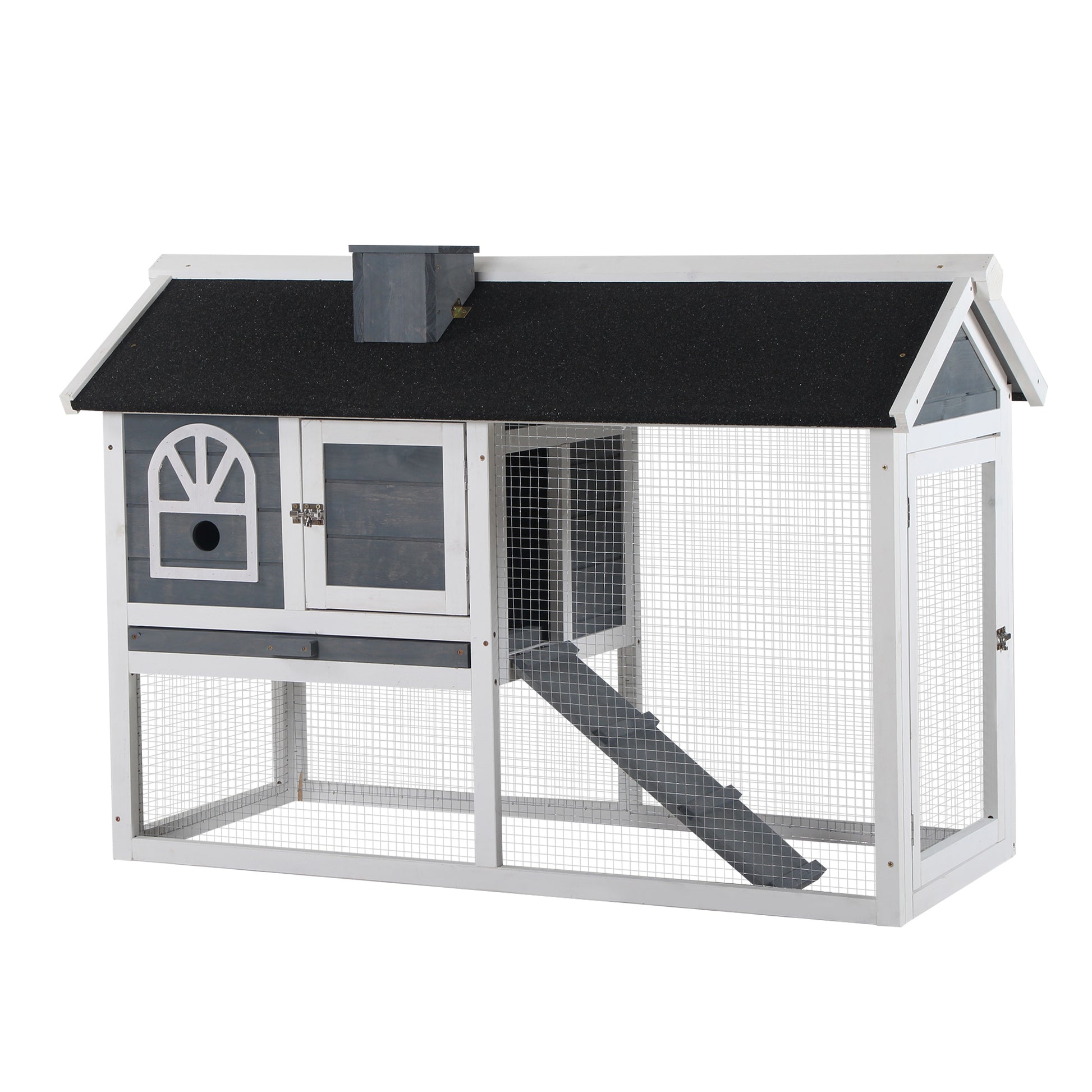 Photo of PawHut Guinea Pigs Hutches Wood Bunny Cage for Outdoor Indoor w/ Pull Out Tray Run Box Ramp in Ramp colour on a white background