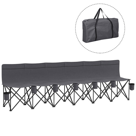 Photo of Outsunny 6 Seater Folding Camping Chair with Cup Holder & Carry Bag - Charcoal Grey in Grey colour on a white background