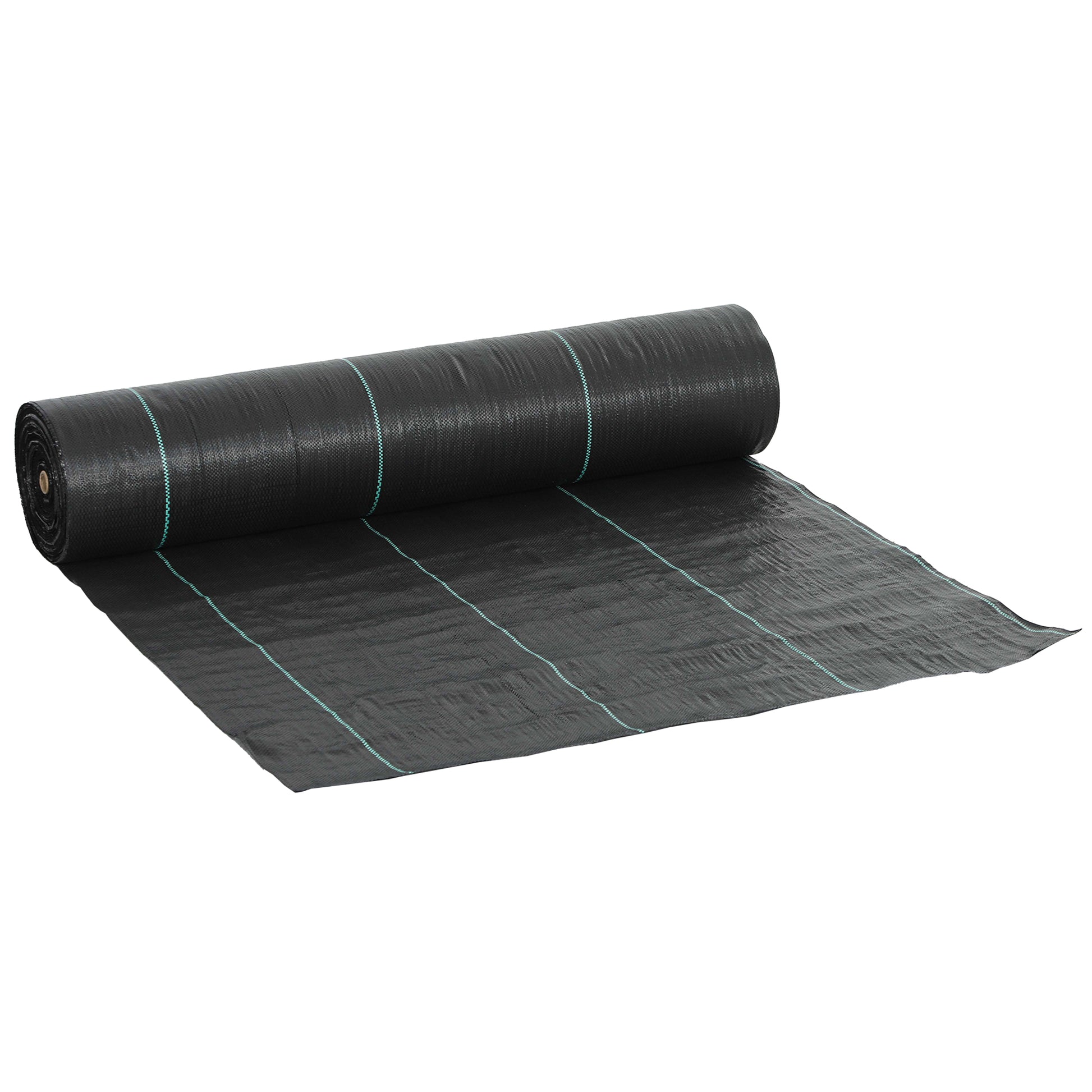 Photo of Outsunny 2m x 90m Weed Control Membrane, Heavy Duty Weed Control Barrier Fabric, 90gsm Ground Cover for Patios, Garden, Flower beds, Landscaping in Landscaping colour on a white background