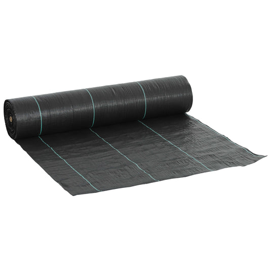 Photo of Outsunny 2m x 90m Weed Control Membrane, Heavy Duty Weed Control Barrier Fabric, 90gsm Ground Cover for Patios, Garden, Flower beds, Landscaping in Landscaping colour on a white background