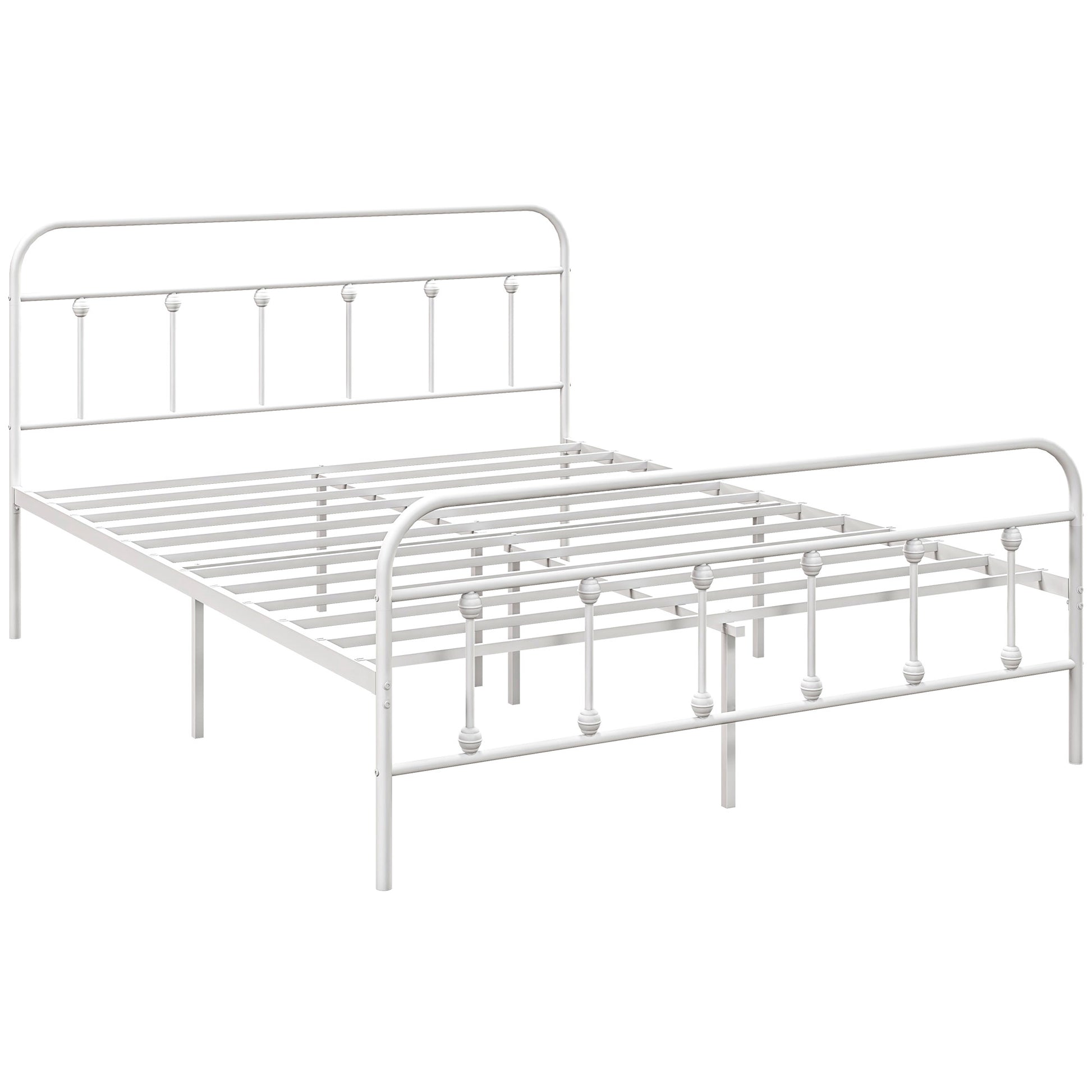 Photo of HOMCOM Double Minimalistic Metal Bed Frame - White in White colour on a white background
