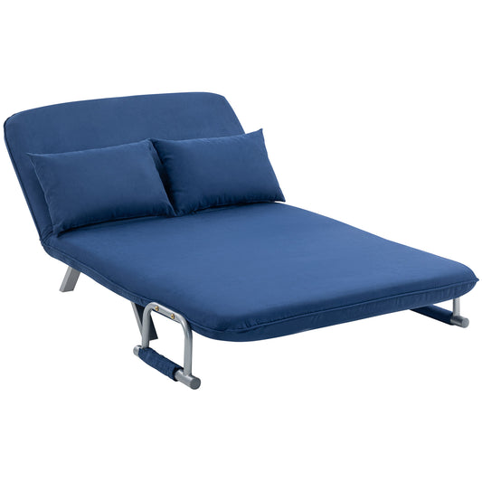 Photo of HOMCOM Two-Seater Click-Clack Sofa Bed - Dark Blue in Blue colour on a white background