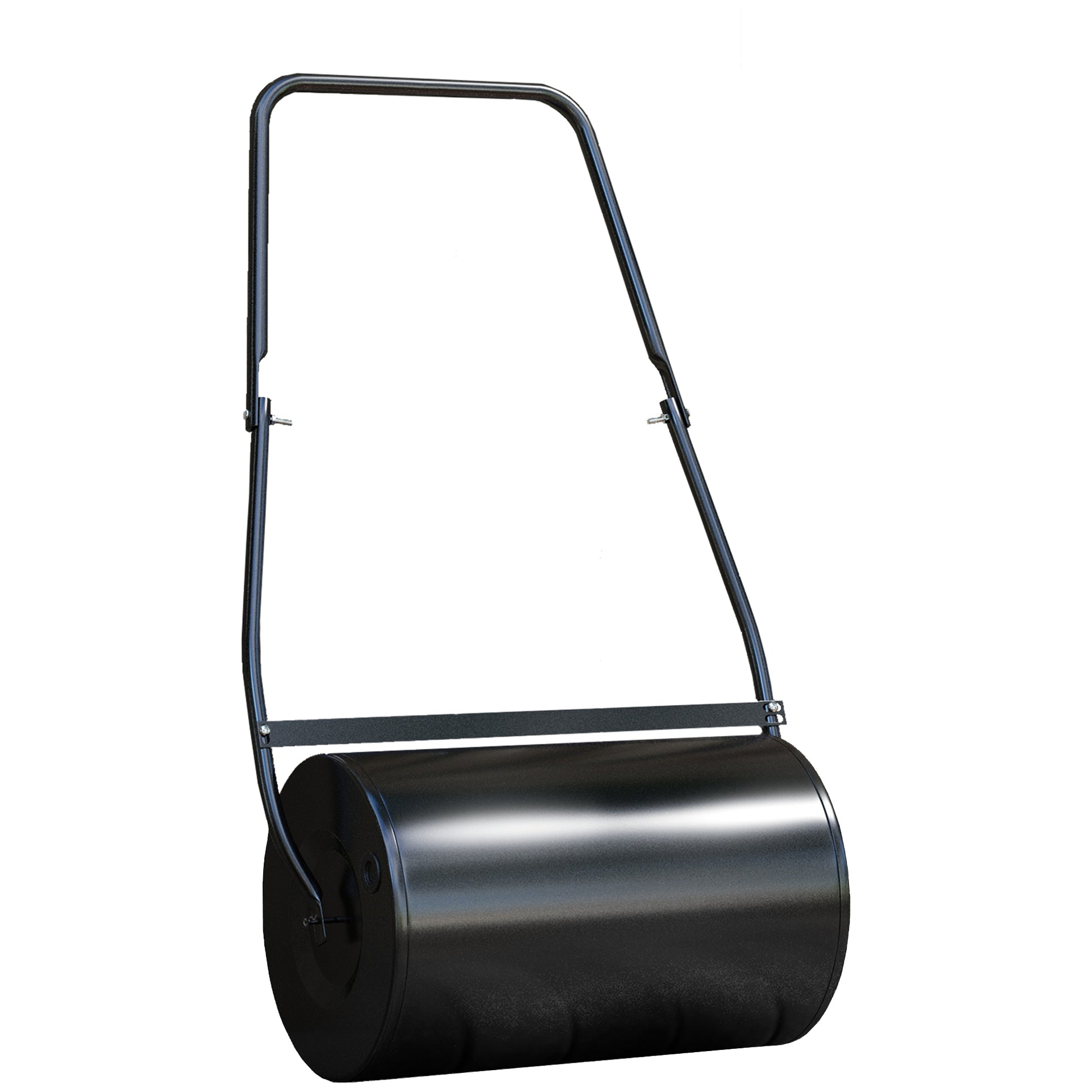 Photo of DURHAND 38L Garden Lawn Roller, Water Sand Filled Outdoor Grass Roller, Heavy Duty Metal Lawn Push Rolling Tool Aerator for Grass Seeding, Soil Levelling, Black in Black colour on a white background