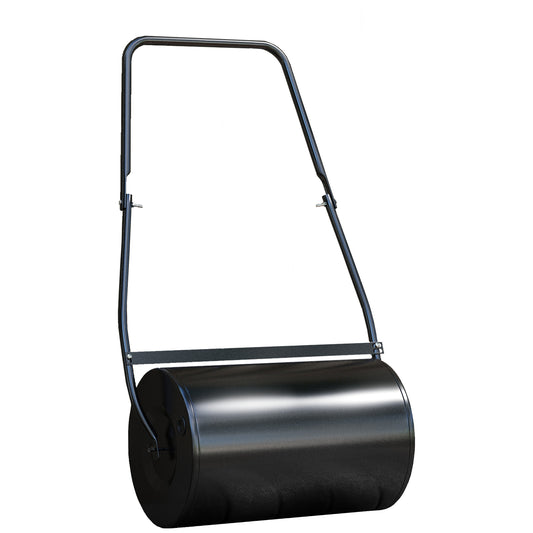 Photo of DURHAND 38L Garden Lawn Roller, Water Sand Filled Outdoor Grass Roller, Heavy Duty Metal Lawn Push Rolling Tool Aerator for Grass Seeding, Soil Levelling, Black in Black colour on a white background
