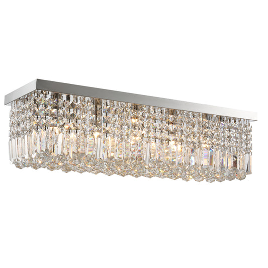Photo of HOMCOM Modern Crystal Ceiling Light Square Crystal Chandelier for Living Room, Dining Room, Hall, 5 x E14 Lamp Holders, Silver, 80 x 25 x 23cm in 23cm colour on a white background