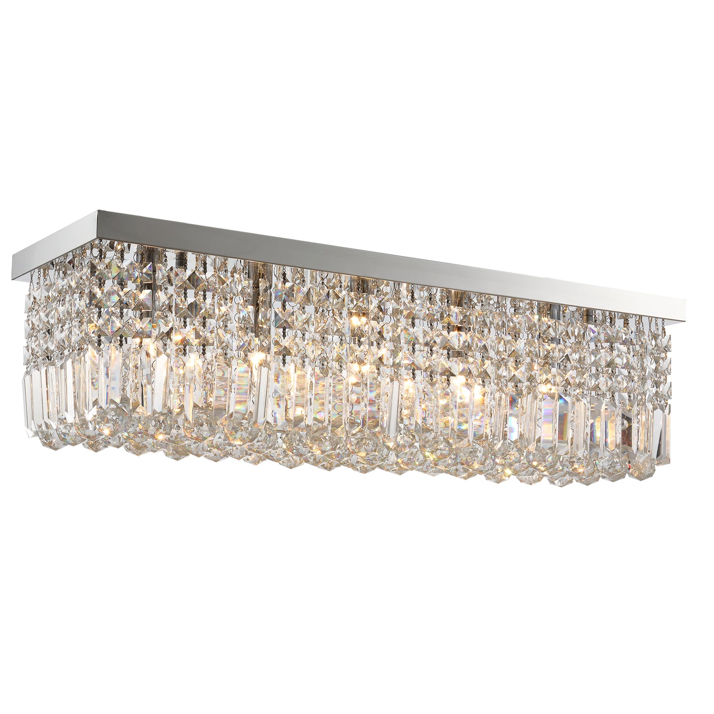 Photo of HOMCOM Modern Crystal Ceiling Light Square Crystal Chandelier for Living Room, Dining Room, Hall, 5 x E14 Lamp Holders, Silver, 80 x 25 x 23cm in 23cm colour on a white background