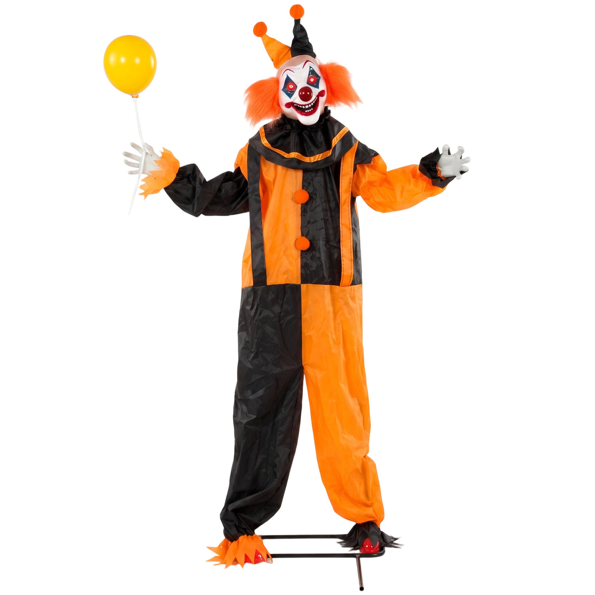 Photo of HOMCOM 190cm Life Size Animated Clown Halloween Decoration, Scary Halloween Animatronics Decor with Sound Touch Activated in Activated colour on a white background