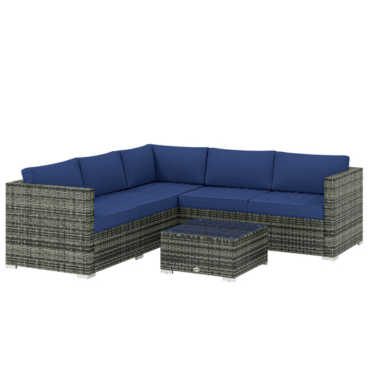 Photo of Outsunny Four-Piece Rattan Sofa Set - Blue in Blue colour on a white background