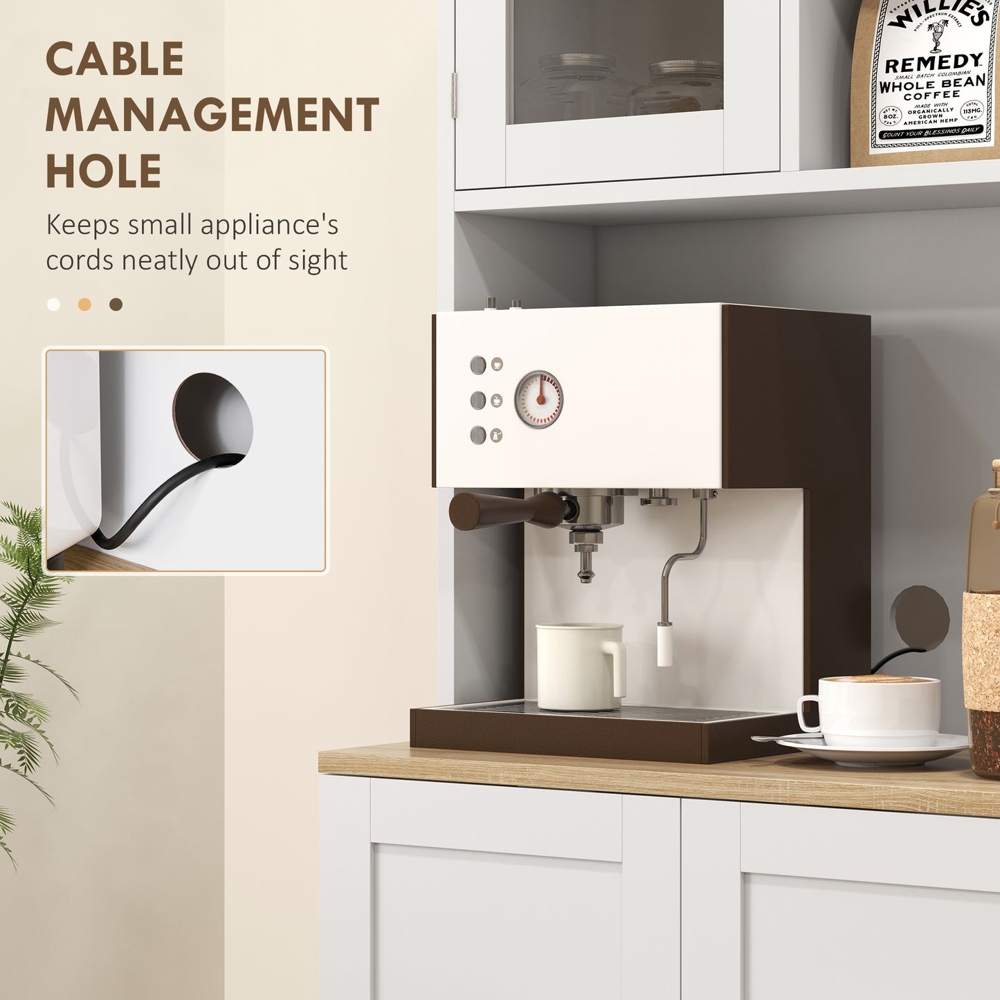 HOMCOM Two-Part Kitchen Storage Cabinet - White