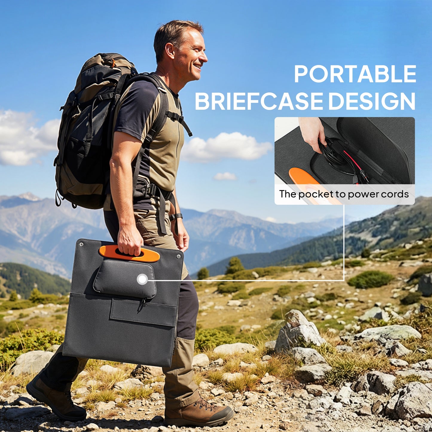 HOMCOM 100W Portable Solar Panel, Foldable Solar Charger with USB-A & USB-C Fast Charging Output, IP67 Waterproof for Mobile Phone Power Bank Flashlight Fans Camping Backpacking Hiking