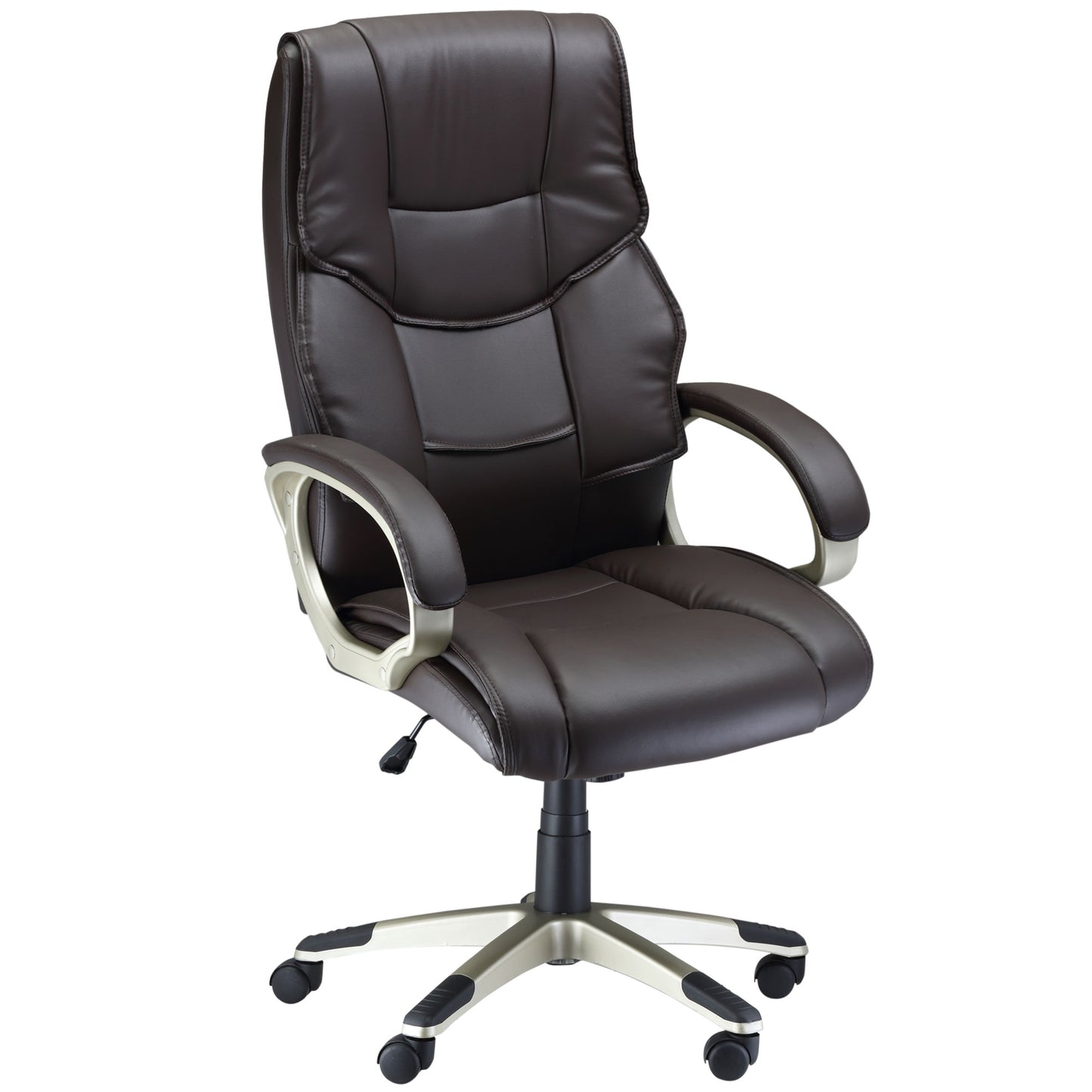 Photo of HOMCOM Home Office Chair High Back Computer Desk Chair with Faux Leather Adjustable Height Rocking Function Brown in Brown colour on a white background