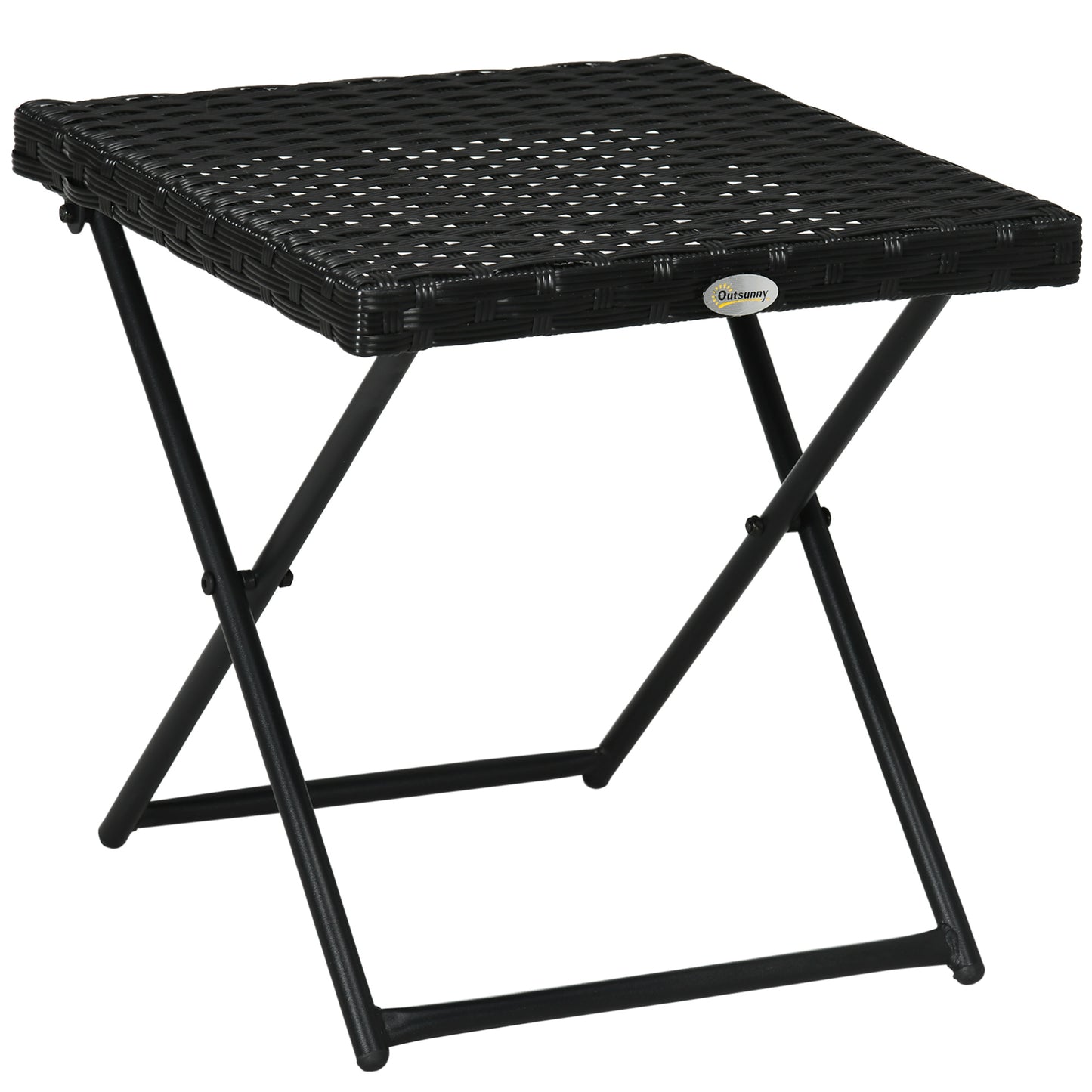 Photo of Outsunny Square PE Wicker Rattan Folding Table - Black in Black colour on a white background