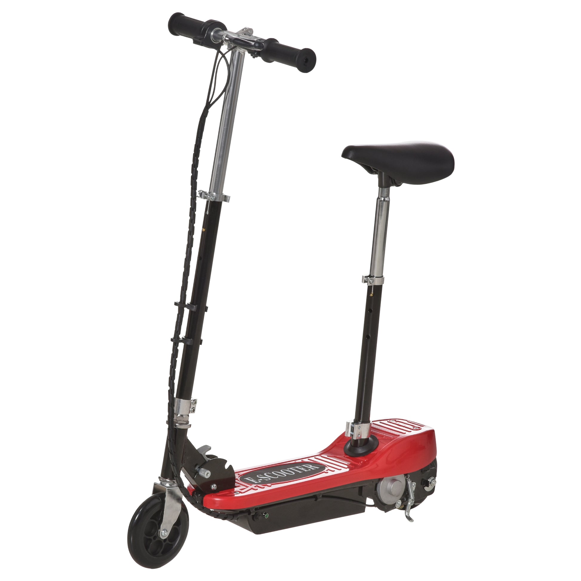 Photo of HOMCOM Powered Electric Scooter Ride-On, with Brakes, Adjustable Seat, Adjustable Handlebars, Red in Red colour on a white background