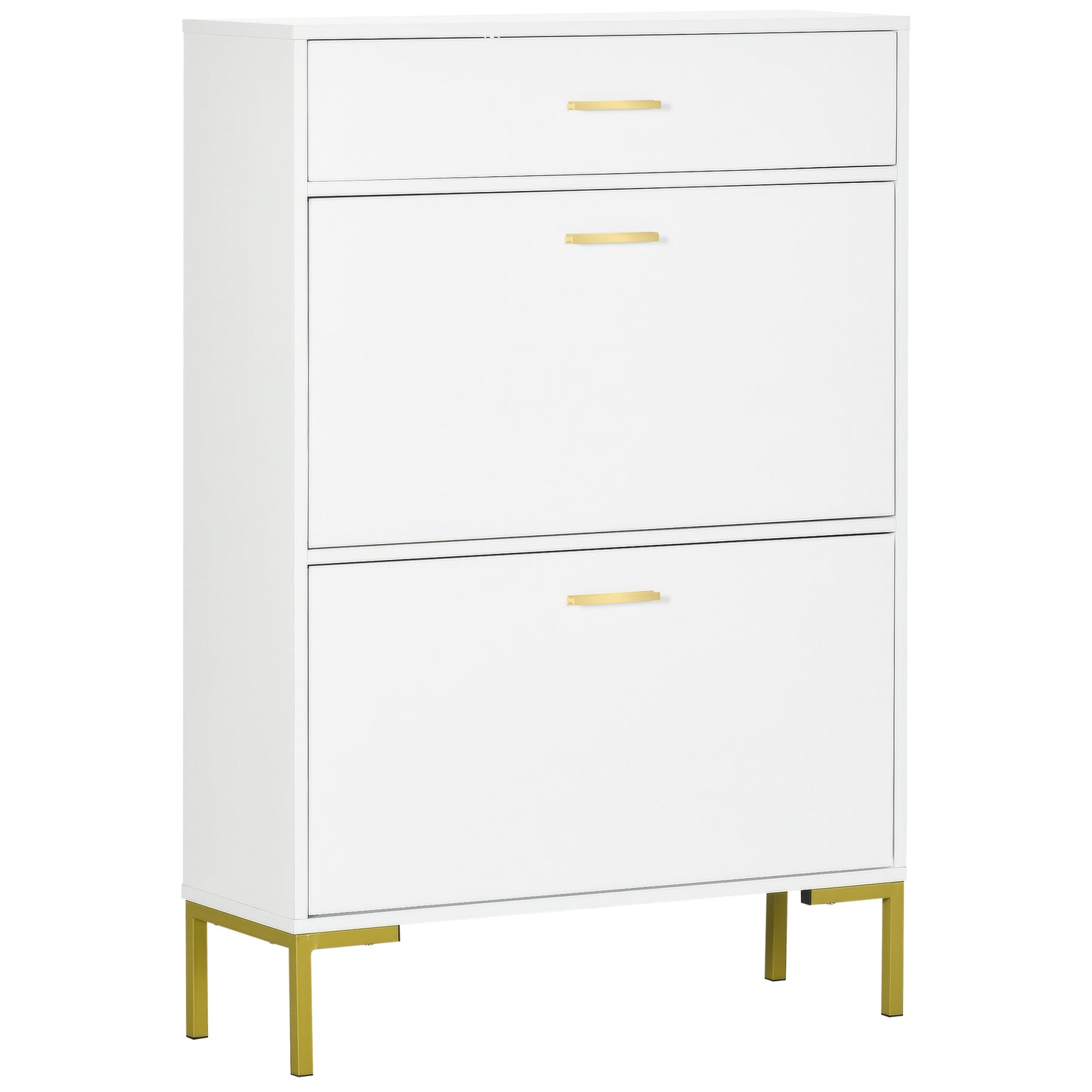 Photo of HOMCOM Three Drawer Slim Shoe Storage Cabinet, 12 Shoe Pairs - White in White colour on a white background