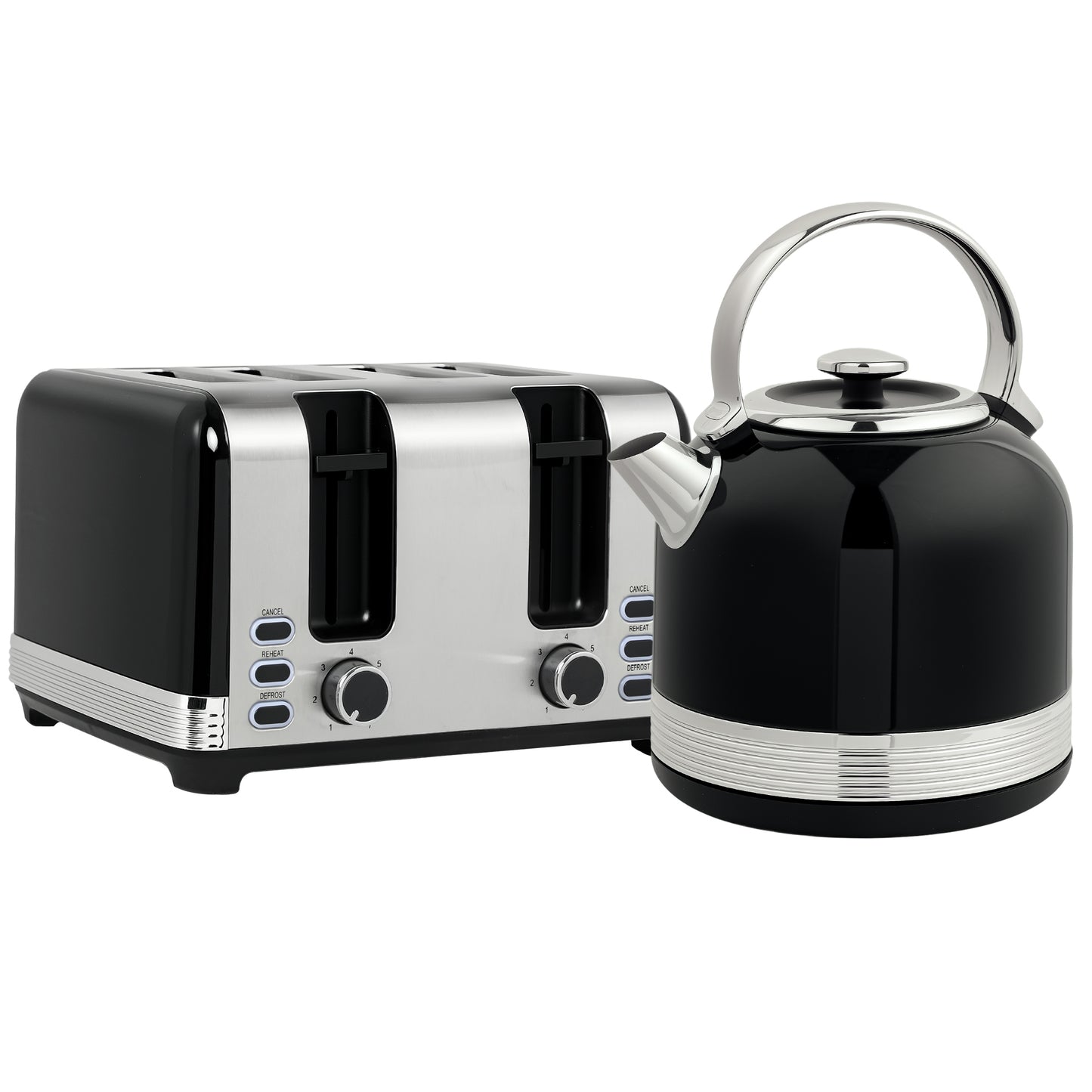 Photo of HOMCOM Polished Stainless Steel Kettle and Toaster Set - Black in Black colour on a white background
