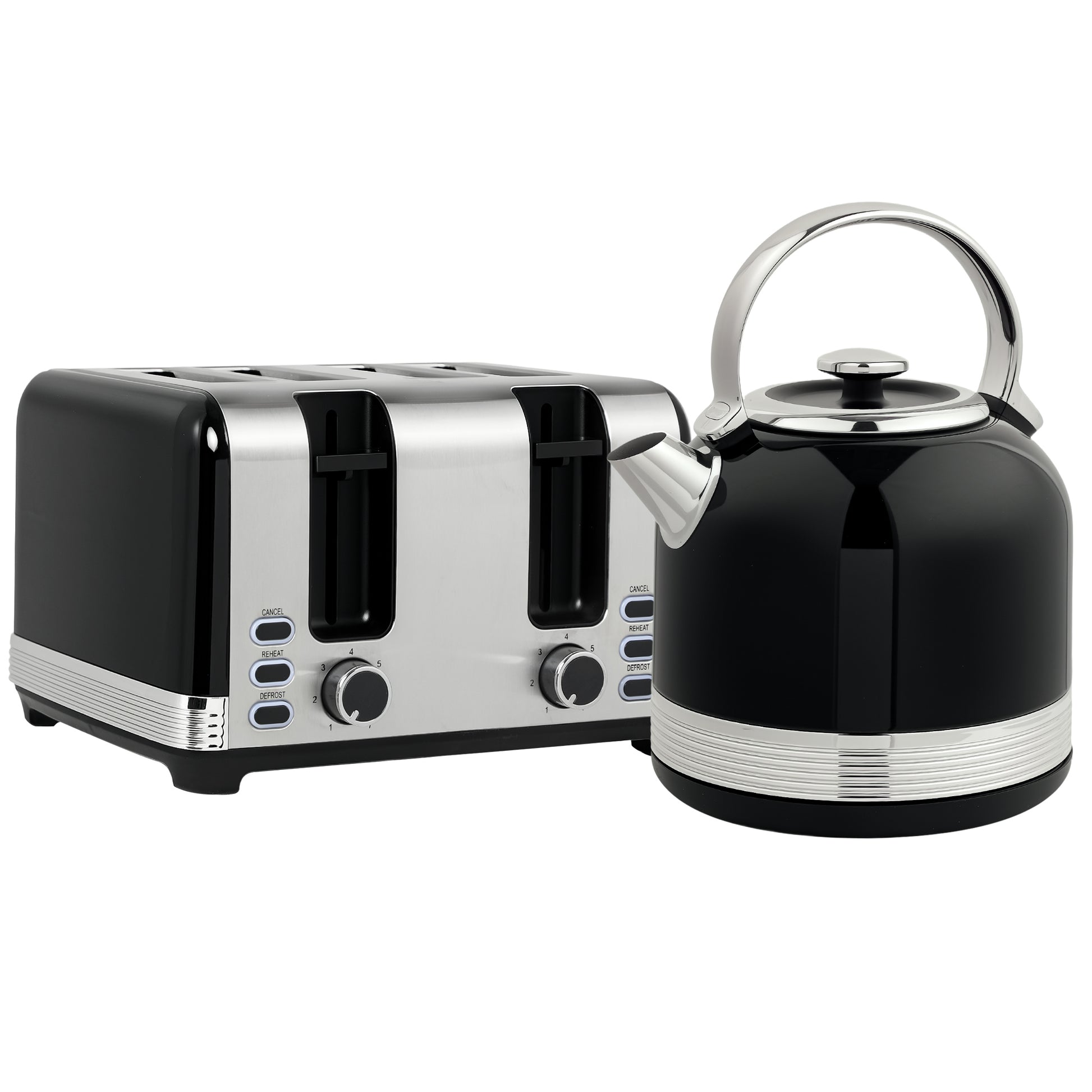 Photo of HOMCOM Polished Stainless Steel Kettle and Toaster Set - Black in Black colour on a white background