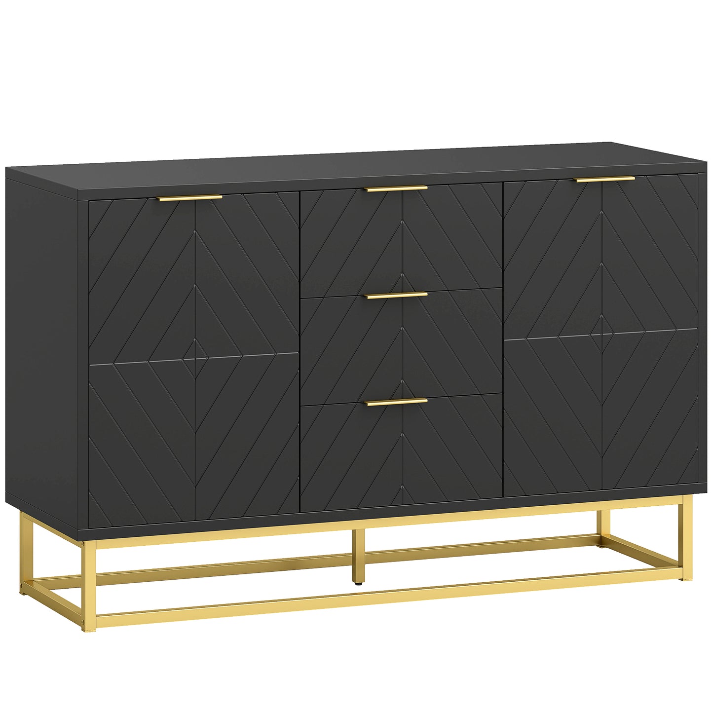 Photo of HOMCOM Sideboard with 3 Drawers and Adjustable Shelves for Living Room - Black in Black colour on a white background