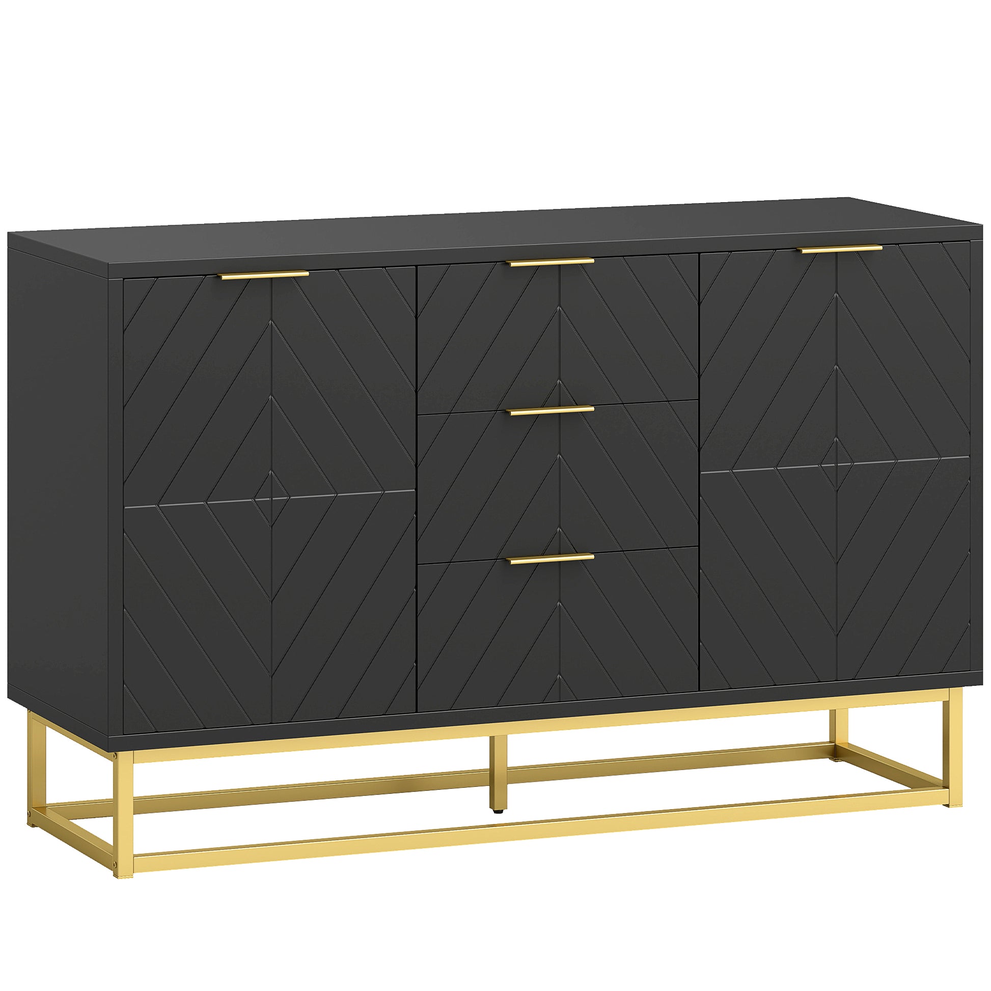 Photo of HOMCOM Sideboard with 3 Drawers and Adjustable Shelves for Living Room - Black in Black colour on a white background