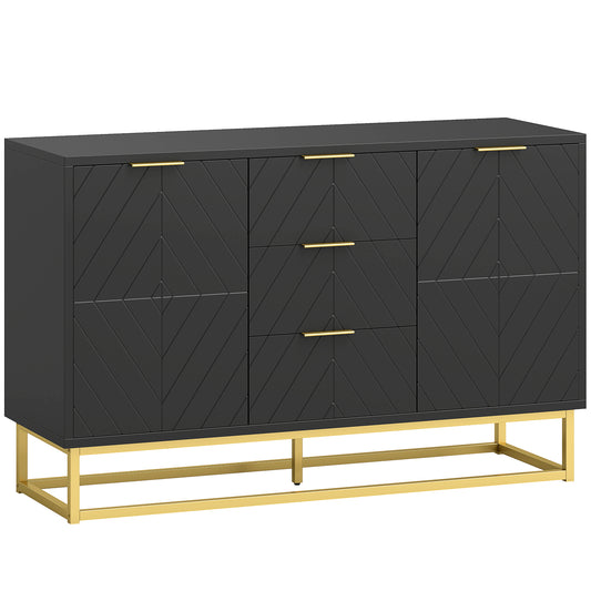 Photo of HOMCOM Sideboard with 3 Drawers and Adjustable Shelves for Living Room - Black in Black colour on a white background