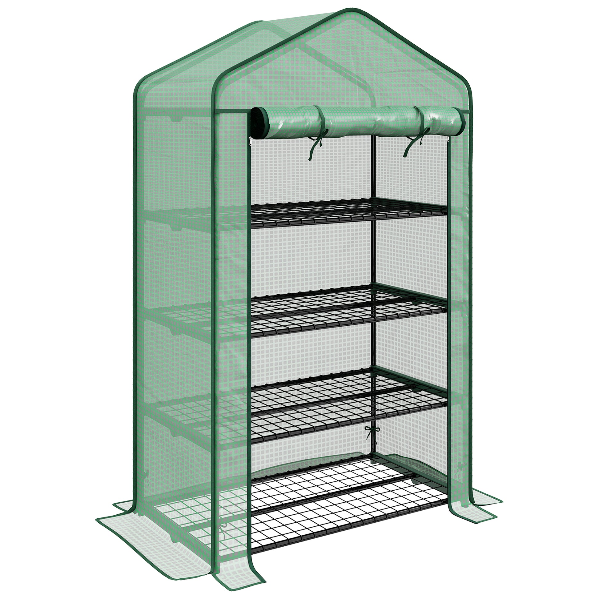 Photo of Outsunny Four-Tier Mini Greenhouse, with Reinforced Plastic Cover in Cover colour on a white background