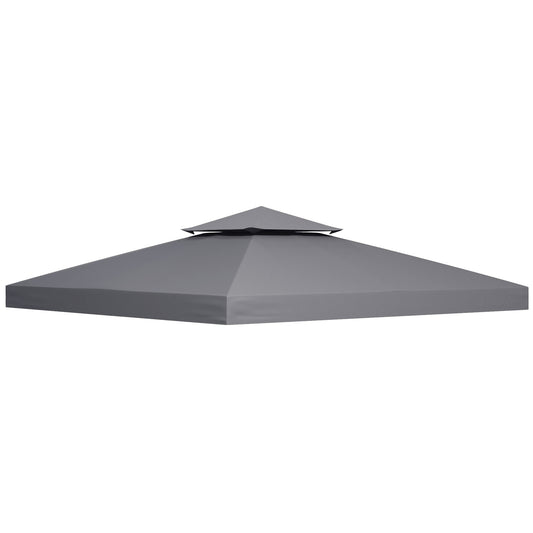 Photo of Outsunny 3(m) Gazebo Top Cover Double Tier Canopy Replacement Pavilion Roof Deep Grey in Grey colour on a white background