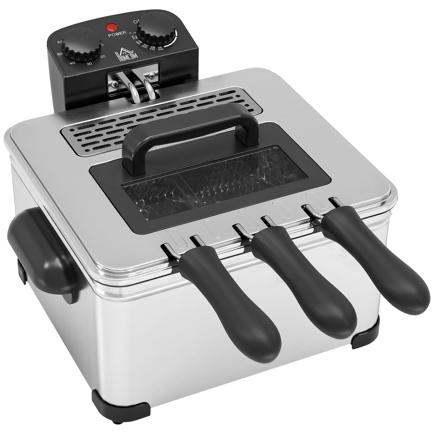 Photo of HOMCOM 5 Litre Deep Fat Fryer Stainless Steel with Adjustable Temperature, 60min Timer, Removable Oil Basket, Viewing Window and Safety Cut Out, 2000W in 2000W colour on a white background
