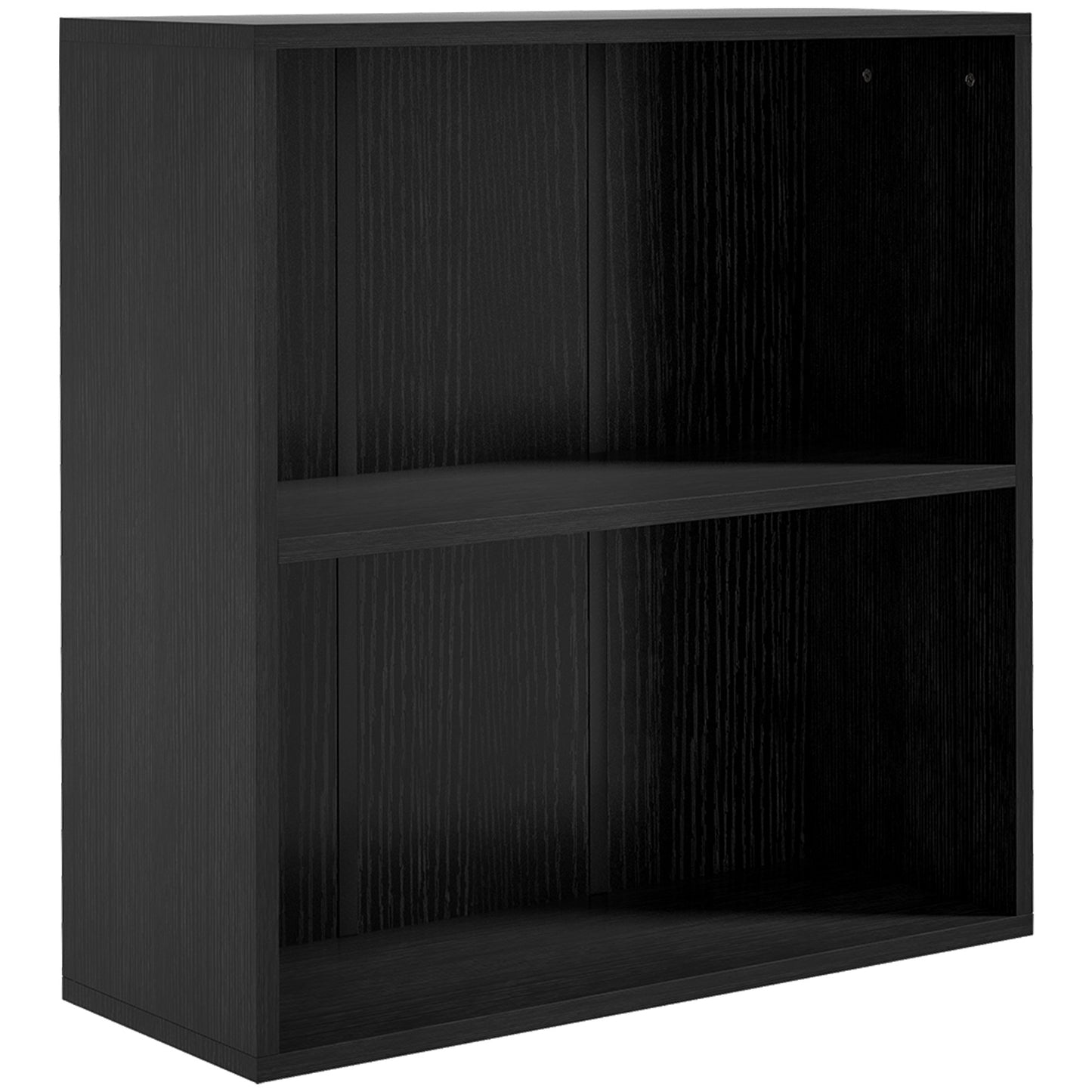 Photo of HOMCOM 2 Tier Bookshelf, Low Bookcase with Adjustable Shelf, 2 Compartments for Home Office, Living Room, Study, Black in Black colour on a white background