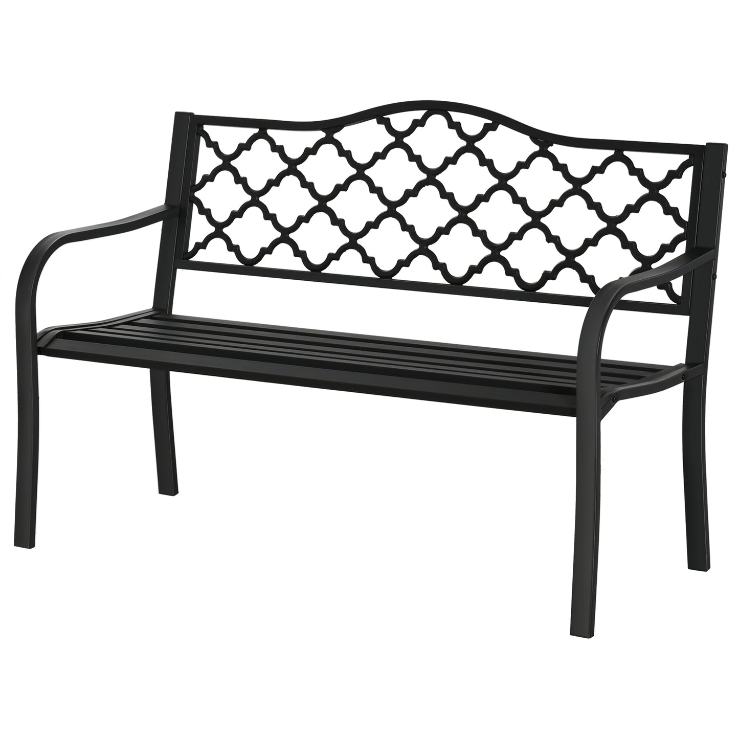 Photo of Outsunny 2-Seater Garden Bench Antique Loveseat for Yard, Lawn, Porch, Patio, Steel in Steel colour on a white background