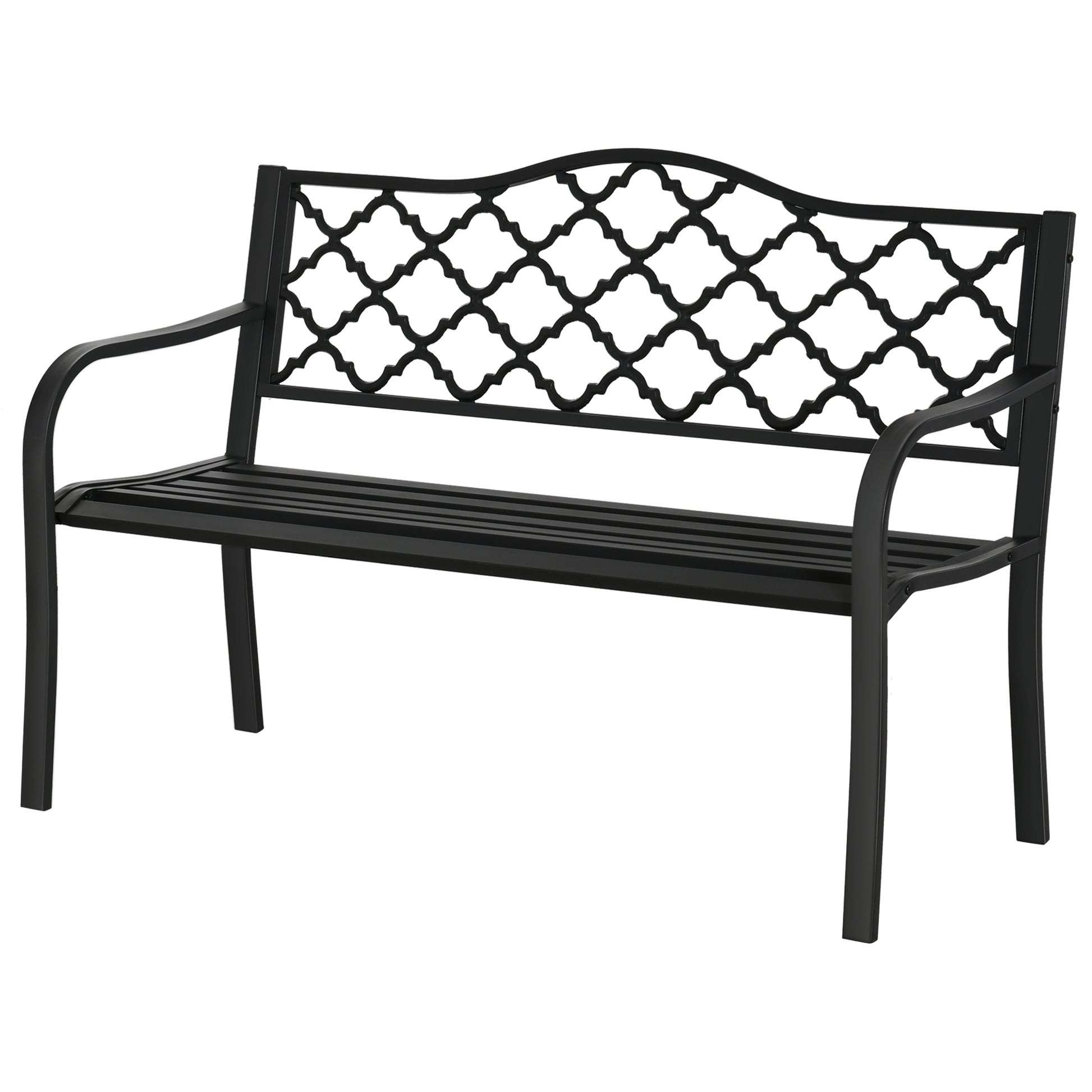 Photo of Outsunny 2-Seater Garden Bench Antique Loveseat for Yard, Lawn, Porch, Patio, Steel in Steel colour on a white background