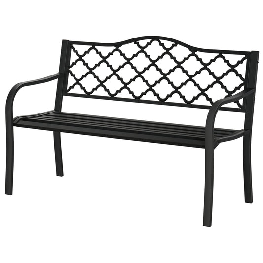 Photo of Outsunny 2-Seater Garden Bench Antique Loveseat for Yard, Lawn, Porch, Patio, Steel in Steel colour on a white background