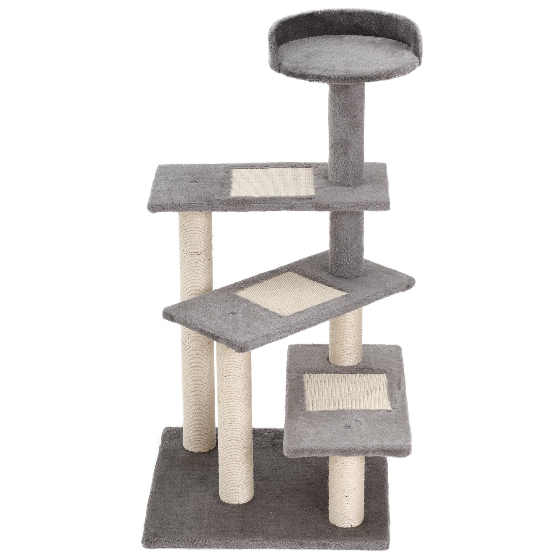 Photo of PawHut 100 cm Cat Tree for Indoor Cats Kitten Scratch Scratching Post Climbing Tower Activity Centre Grey in Grey colour on a white background