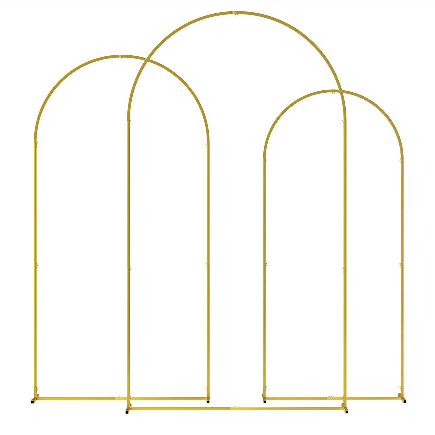 Photo of Outsunny Wedding Arch Frame Set, 2.2, 2, 1.8 m Metal Backdrop Stand Set of 3, Balloon Stand Set for Birthday Party, Bridal Shower, Graduation, Ceremony, Banquet Decorations, Gold Tone in Tone colour on a white background